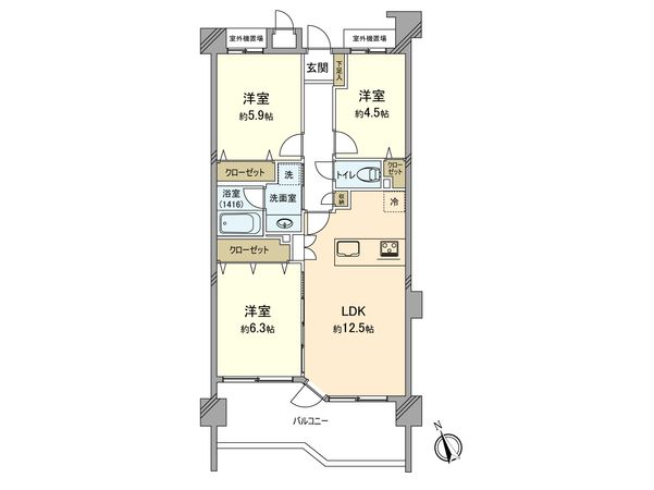 パルミナード武蔵新城弐番館 間取図(平面図) 間取図(平面図)