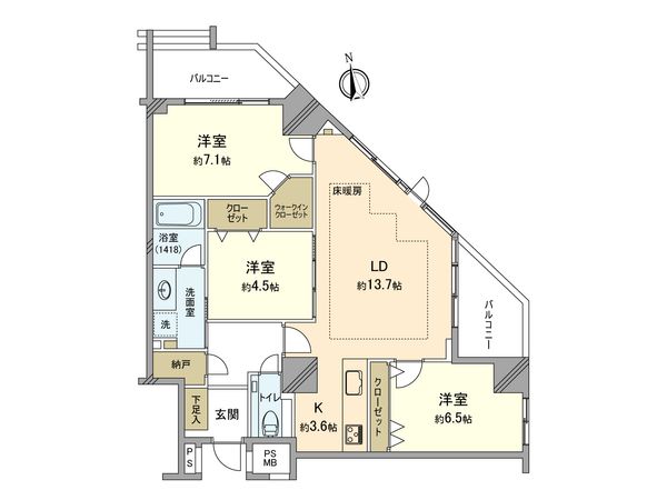 アトラスアリーナ武蔵新城ランドマークコート 間取図(平面図) 間取図(平面図)