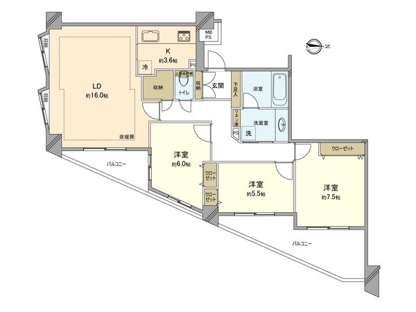 ライオンズマンション武蔵新城緑園の街 壱番館 間取図(平面図) 間取図(平面図)