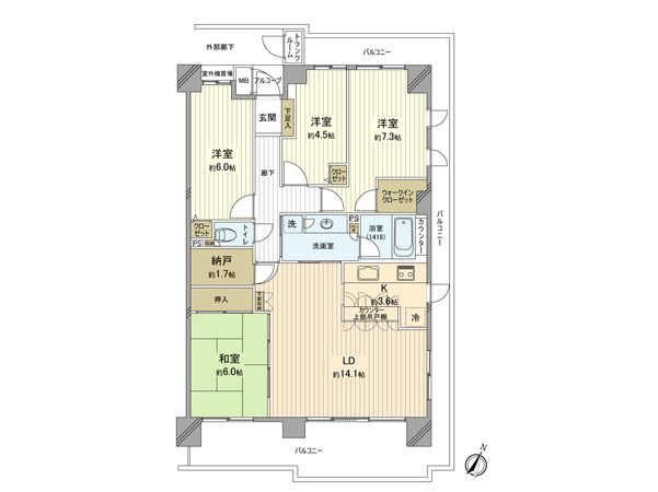 あおば山の手台グラン・ジャルダン 八番館 間取図(平面図)