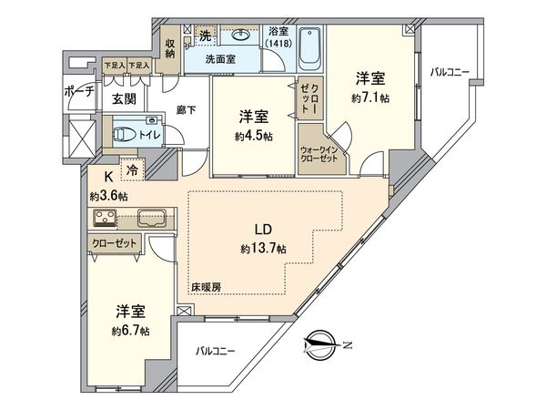 アトラスアリーナ武蔵新城ランドマークコート 間取図(平面図)