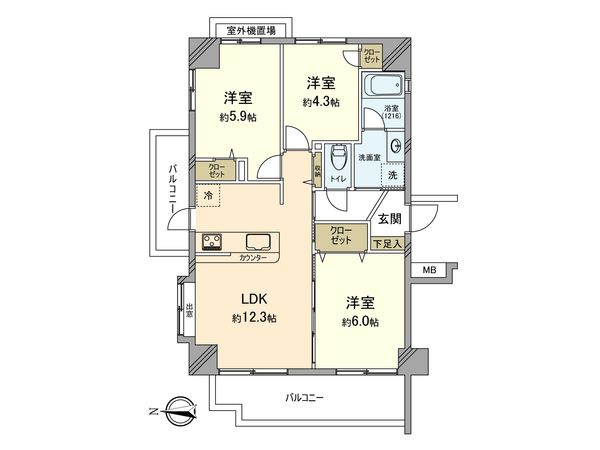 クリオ武蔵新城六番館 間取図(平面図) 間取図(平面図)