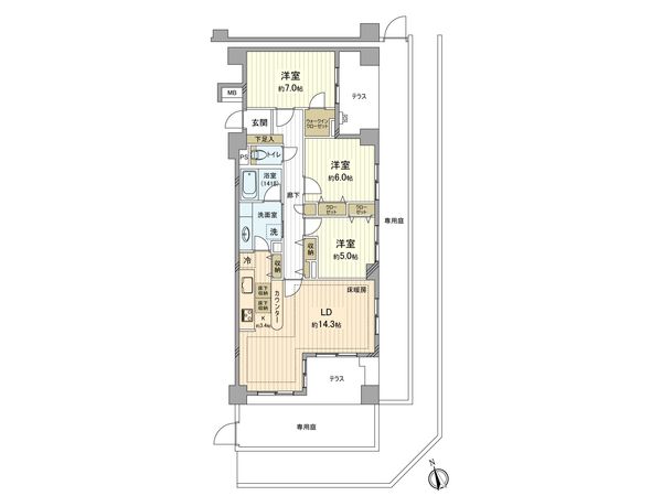 ライオンズマンション武蔵新城緑園の街弐番館 間取図(平面図) ライオンズマンション武蔵新城緑園の街弐番館 間取図(平面図)
