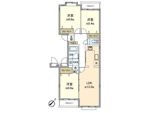 コスモ梶ケ谷 間取図(平面図) コスモ梶ケ谷 間取図(平面図)