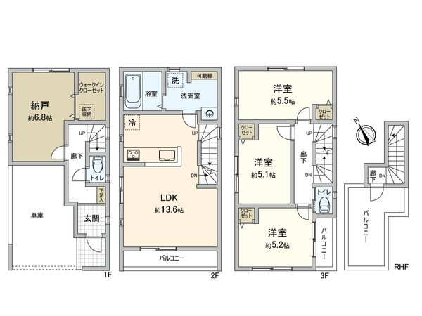 高津区久末(戸建)A号棟 間取図(平面図) 高津区久末(戸建)A号棟 間取図(平面図)
