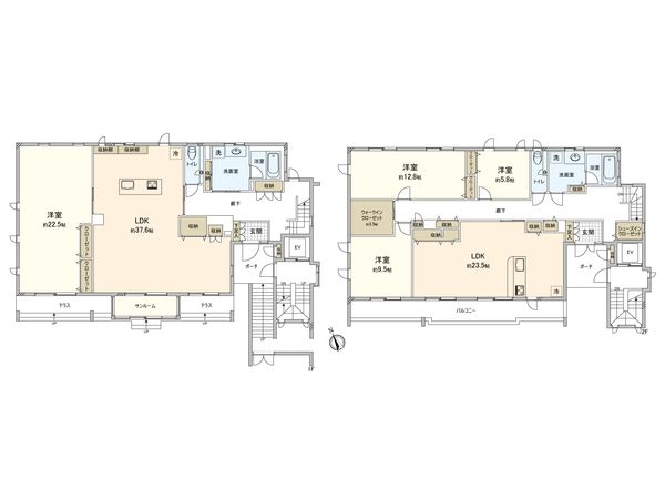 港北区日吉本町5丁目(戸建) 間取図(平面図) 間取図(平面図)