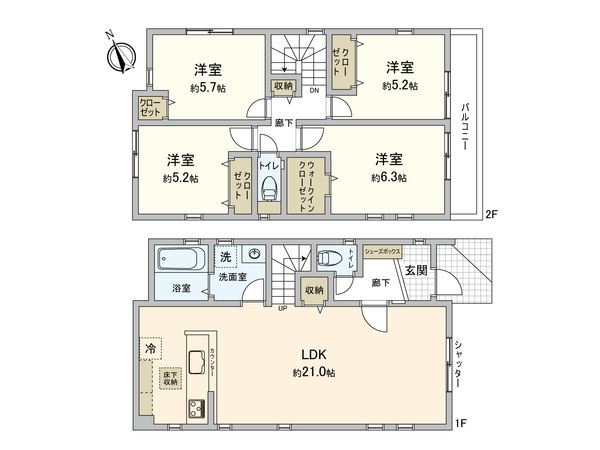 神奈川区片倉2丁目(新築戸建)1号棟 間取図(平面図)