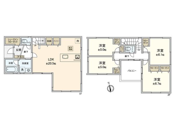 鶴見区北寺尾7丁目(新築戸建)3号棟 間取図(平面図) 鶴見区北寺尾7丁目(新築戸建)3号棟 間取図(平面図)