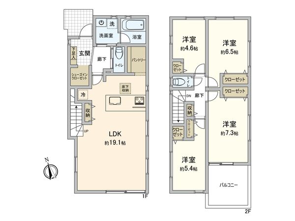 鶴見区北寺尾7丁目(新築戸建)4号棟 間取図(平面図) 鶴見区北寺尾7丁目(新築戸建)4号棟 間取図(平面図)