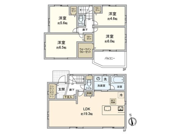 鶴見区北寺尾7丁目(新築戸建)5号棟 間取図(平面図) 鶴見区北寺尾7丁目(新築戸建)5号棟 間取図(平面図)