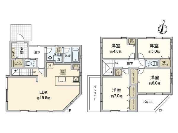 鶴見区北寺尾7丁目(新築戸建)13号棟 間取図(平面図) 鶴見区北寺尾7丁目(新築戸建)13号棟 間取図(平面図)