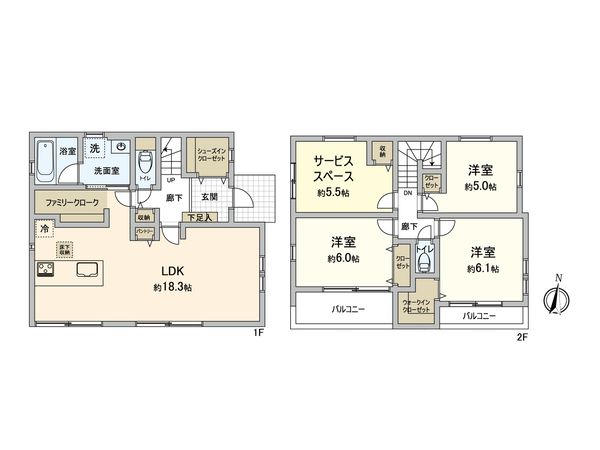 鶴見区北寺尾7丁目(新築戸建)15号棟 間取図(平面図) 鶴見区北寺尾7丁目(新築戸建)15号棟 間取図(平面図)