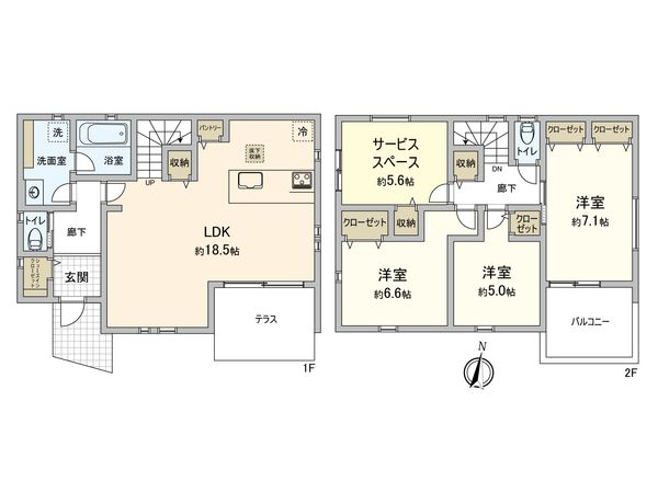 鶴見区北寺尾7丁目(新築戸建)18号棟 間取図(平面図) 鶴見区北寺尾7丁目(新築戸建)18号棟 間取図(平面図)