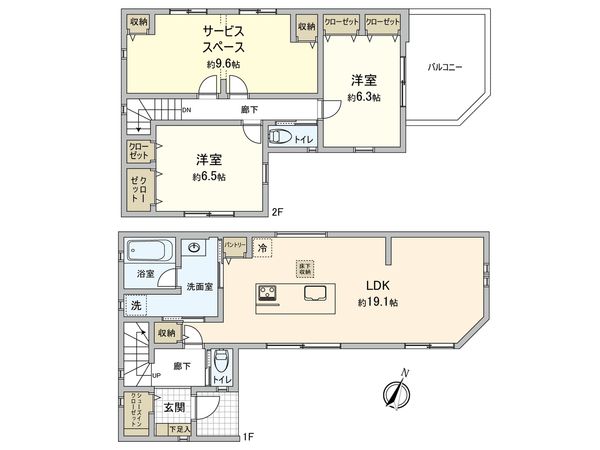 鶴見区北寺尾7丁目(新築戸建)19号棟 間取図(平面図) 鶴見区北寺尾7丁目(新築戸建)19号棟 間取図(平面図)