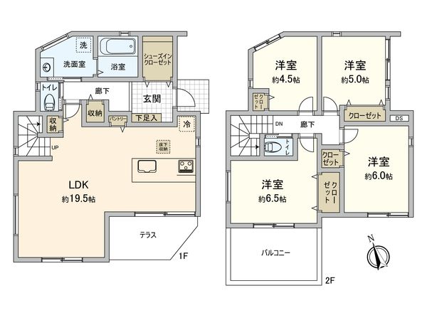 鶴見区北寺尾7丁目(新築戸建)20号棟 間取図(平面図) 鶴見区北寺尾7丁目(新築戸建)20号棟 間取図(平面図)
