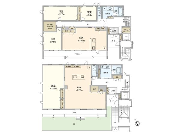 港北区日吉本町5丁目(戸建) 間取図(平面図) 港北区日吉本町5丁目(戸建) 間取図(平面図)