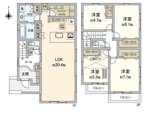 港北区下田町6丁目(新築B号棟) 間取図(平面図) 港北区下田町6丁目(新築B号棟) 間取図(平面図)