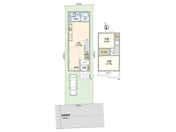 港北区下田町3丁目(戸建) 間取図(平面図)