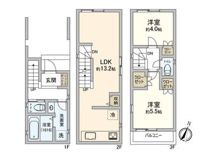 港北区下田町5丁目(新築戸建)B号棟 間取図