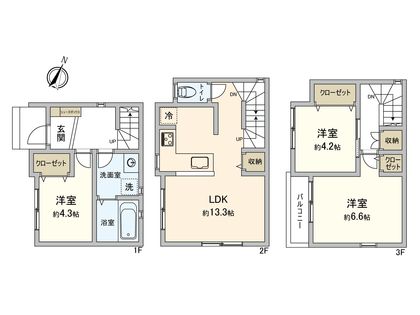 港北区下田町5丁目(新築戸建)C号棟 間取図