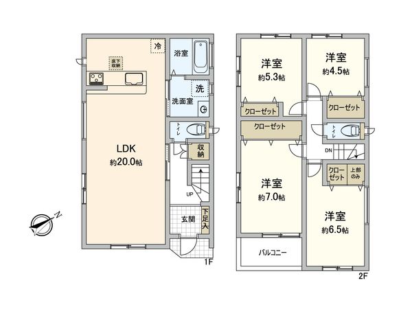 港北区下田町4丁目(新築戸建)2号棟 間取図(平面図) 港北区下田町4丁目(新築戸建)2号棟 間取図(平面図)