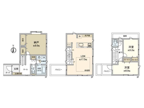 港北区日吉7丁目(戸建) 間取図(平面図) 港北区日吉7丁目(戸建) 間取図(平面図)