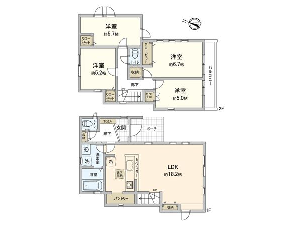 高津区久末(新築戸建)1号棟 間取図(平面図) 高津区久末(新築戸建)1号棟 間取図(平面図)