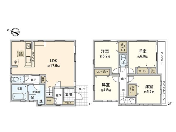 高津区久末(新築戸建)2号棟 間取図(平面図) 高津区久末(新築戸建)2号棟 間取図(平面図)