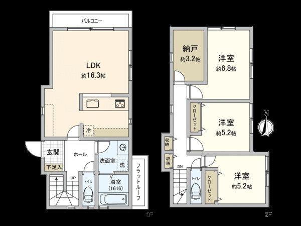 港北区下田町6丁目(新築戸建) 間取図(平面図) 港北区下田町6丁目(新築戸建) 間取図(平面図)
