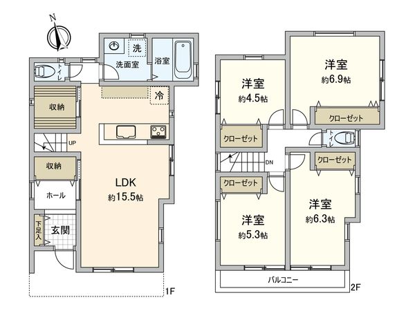 中原区井田3丁目(新築B号棟) 間取図(平面図)