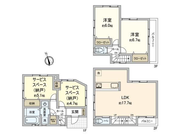 高津区蟹ケ谷(戸建) 間取図(平面図) 高津区蟹ケ谷(戸建) 間取図(平面図)