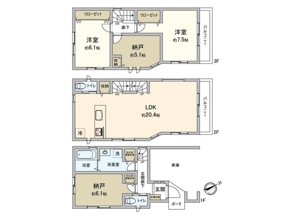 鶴見区獅子ケ谷2丁目(新築戸建)4号棟 間取図(平面図) 鶴見区獅子ケ谷2丁目(新築戸建)4号棟 間取図(平面図)