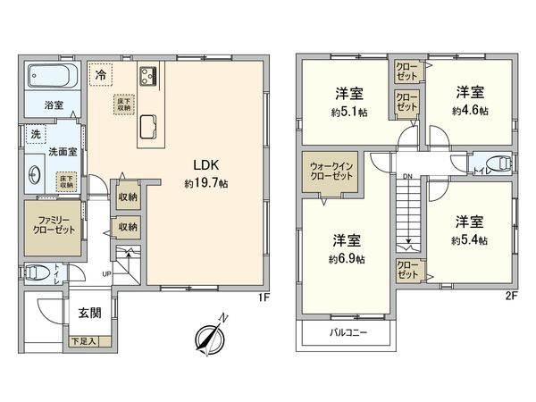 港北区高田西4丁目(新築戸建) 間取図(平面図) 港北区高田西4丁目(新築戸建) 間取図(平面図)