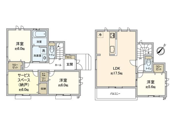 港北区高田西4丁目(新築戸建)1号棟 間取図(平面図) 港北区高田西4丁目(新築戸建)1号棟 間取図(平面図)