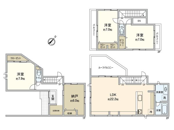 高津区蟹ケ谷(新築戸建) 間取図(平面図) 高津区蟹ケ谷(新築戸建) 間取図(平面図)