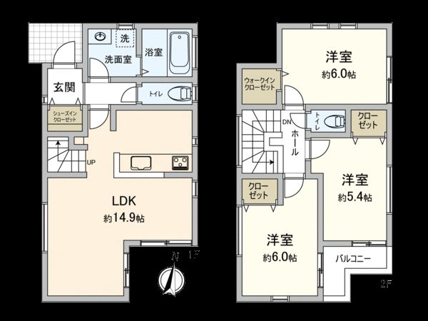 港北区日吉本町5丁目(新築戸建) 間取図(平面図)