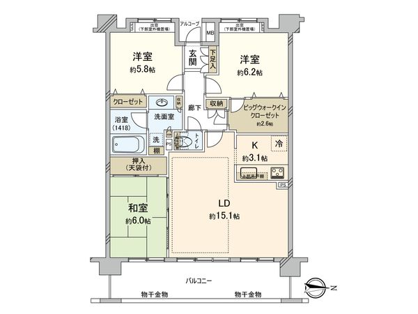クレストフォルム日吉レインボーズヒル サウスコート 間取図(平面図) クレストフォルム日吉レインボーズヒル サウスコート 間取図(平面図)