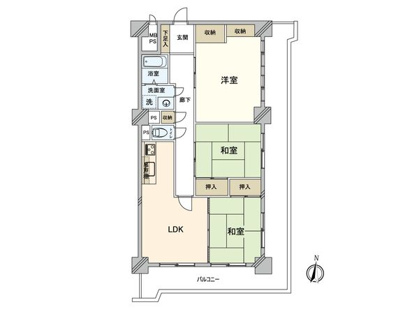 鶴見岸谷ハイツ A棟 間取図(平面図)