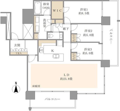 M.M.タワーズ ザ・ウエスト 間取図(平面図) 間取図(平面図)