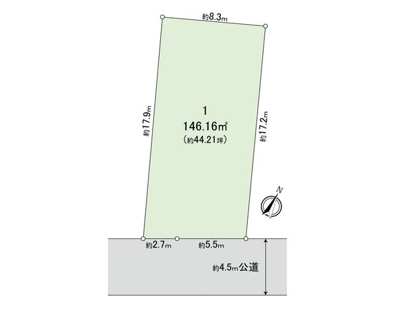 あざみ野3丁目土地 1号地 区画図 あざみ野3丁目土地 1号地 区画図
