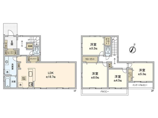 美しが丘西3丁目新築戸建 間取図(平面図) 美しが丘西3丁目新築戸建 間取図(平面図)