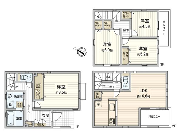 フォレストタウン菅生North 5号棟 間取図(平面図) フォレストタウン菅生North 5号棟 間取図(平面図)