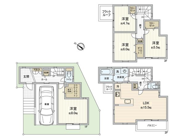 フォレストタウン菅生North 12号棟 間取図(平面図) フォレストタウン菅生North 12号棟 間取図(平面図)