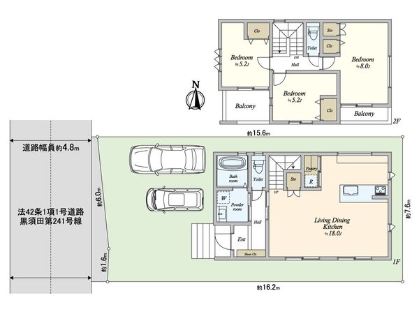 大場町 新築戸建 1号棟 間取図(平面図) 間取図(平面図)