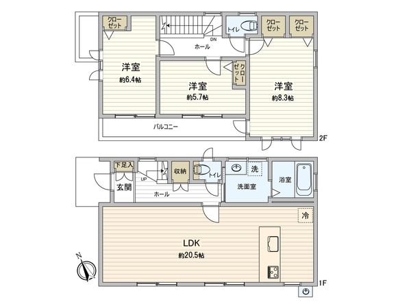 美しが丘3丁目 戸建 間取図(平面図)