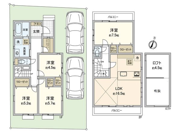 中田北2丁目 新築戸建 B号棟 間取図(平面図) 中田北2丁目 新築戸建 B号棟 間取図(平面図)