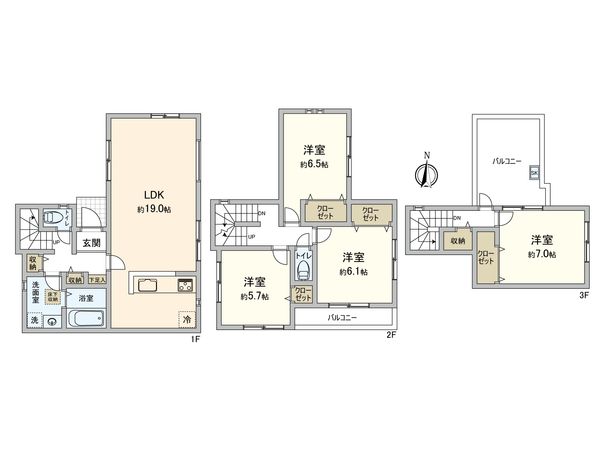 潮見台 新築1号棟 間取図(平面図) 潮見台 新築1号棟 間取図(平面図)