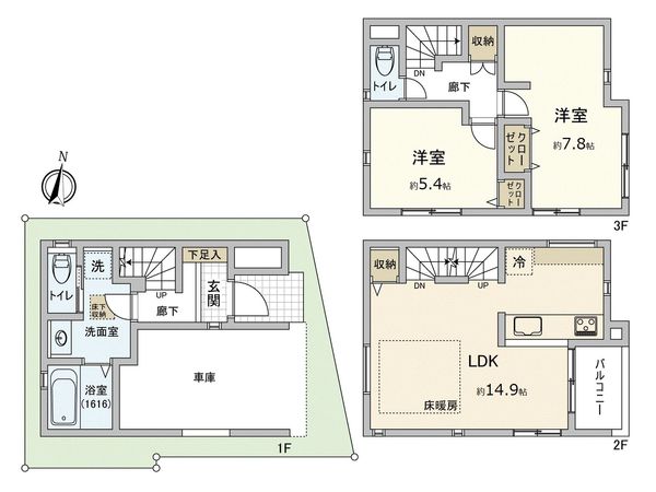 横浜市青葉区新石川4丁目戸建 間取図(平面図) 横浜市青葉区新石川4丁目戸建 間取図(平面図)