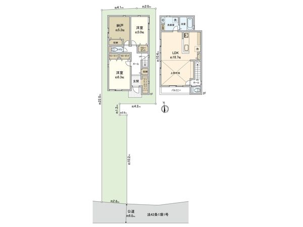 水沢2丁目新築戸建 1号棟 間取図(平面図) 水沢2丁目新築戸建 1号棟 間取図(平面図)