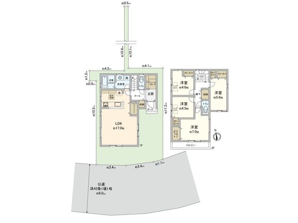 水沢2丁目新築戸建 2号棟 間取図(平面図) 水沢2丁目新築戸建 2号棟 間取図(平面図)